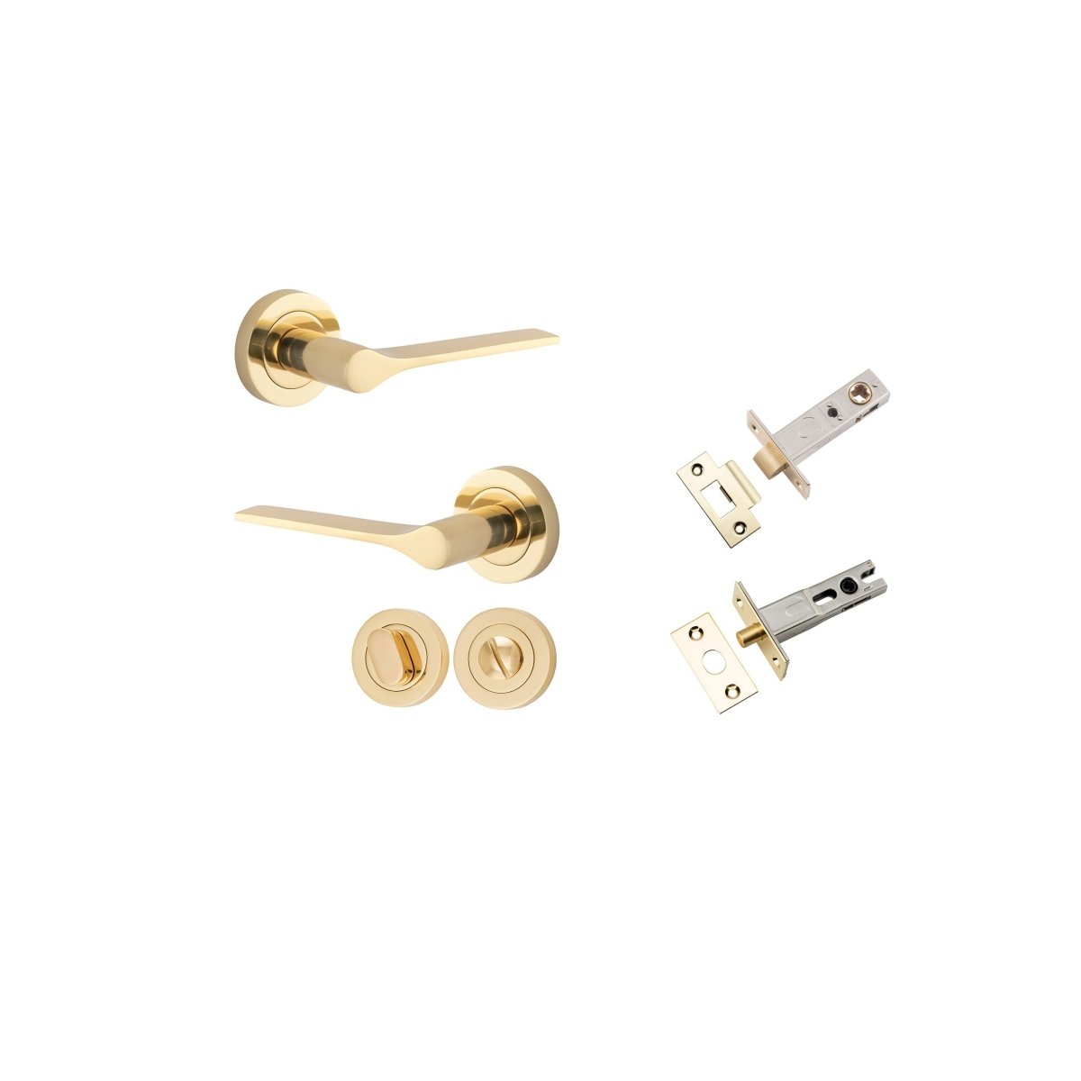 Como Lever - Round Rose - Entry Point - Iver - Polished Brass - Door Levers