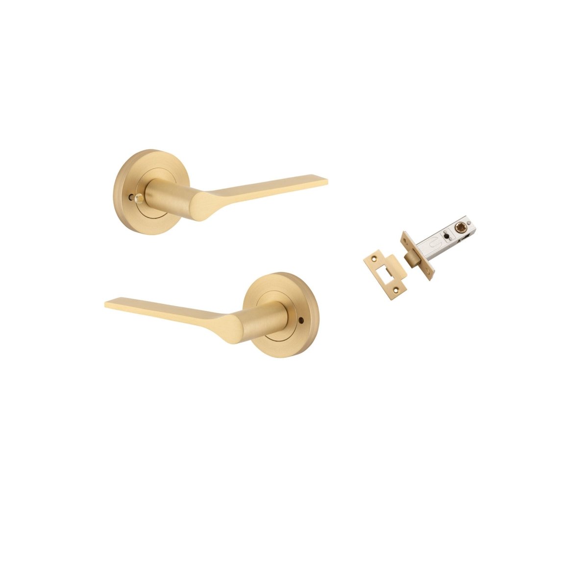 Como Lever - Round Rose - Entry Point - Iver - Brushed Brass - Door Levers