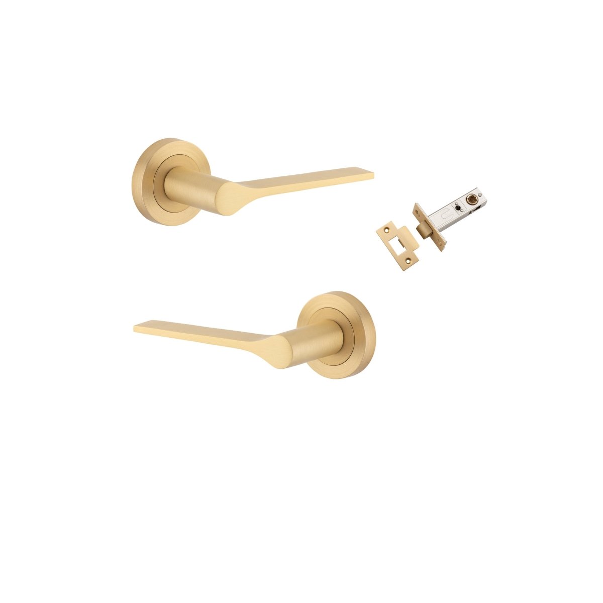 Como Lever - Round Rose - Entry Point - Iver - Brushed Brass - Door Levers