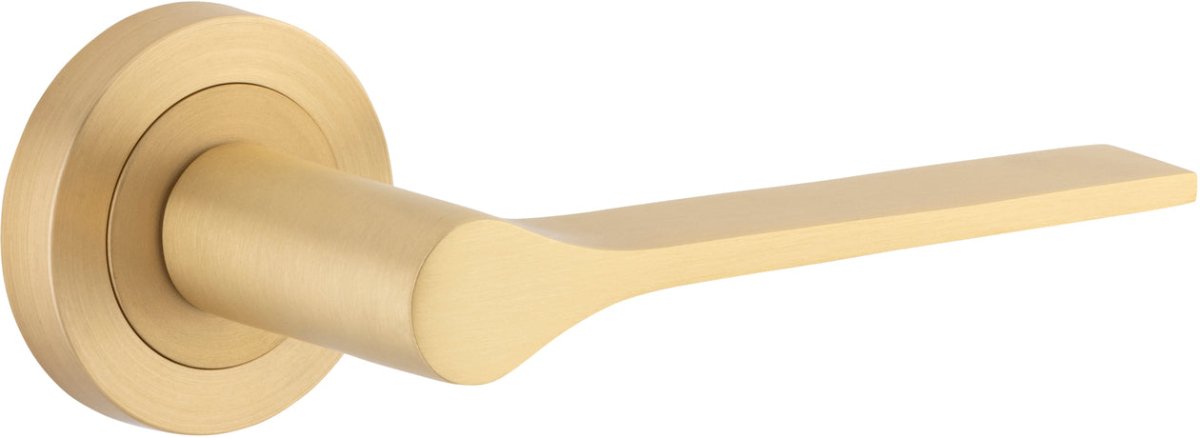 Como Lever - Round Rose - Entry Point - Iver - Brushed Brass - Door Levers