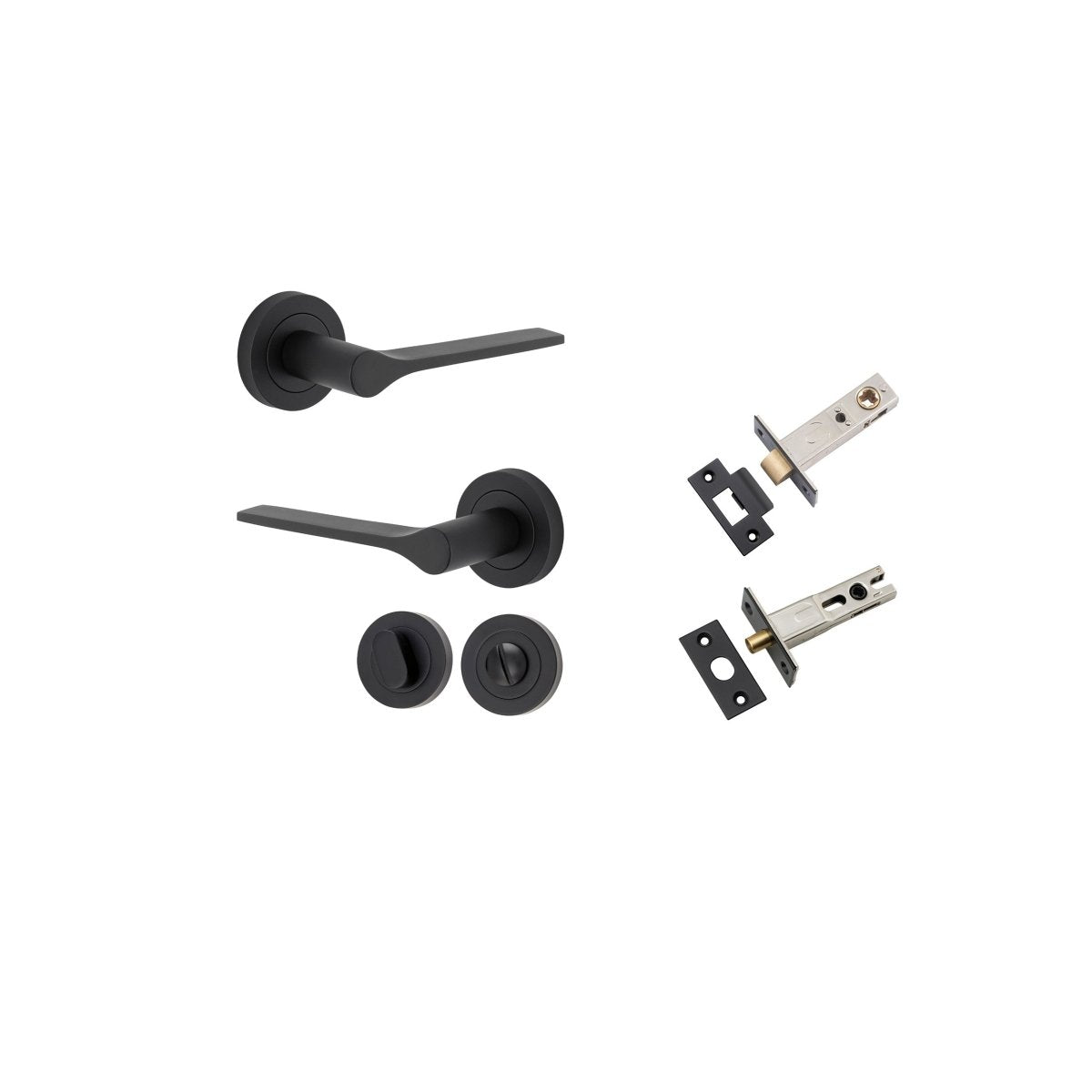 Como Lever - Round Rose - Entry Point - Iver - Matt Black - Door Levers