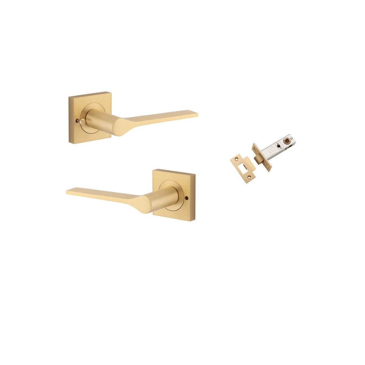 Como Lever - Square Rose - Entry Point - Iver - Brushed Brass - Door Levers