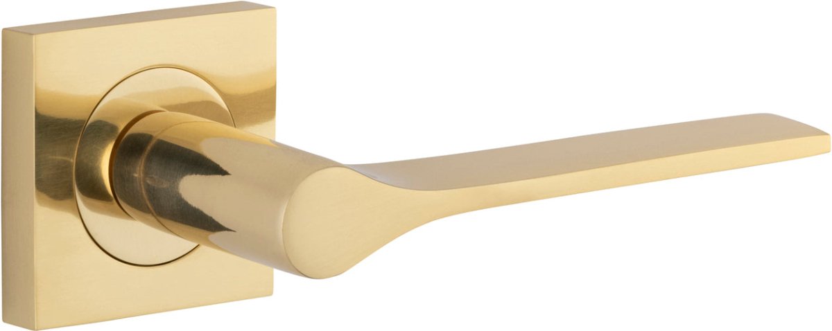 Como Lever - Square Rose - Entry Point - Iver - Polished Brass - Door Levers