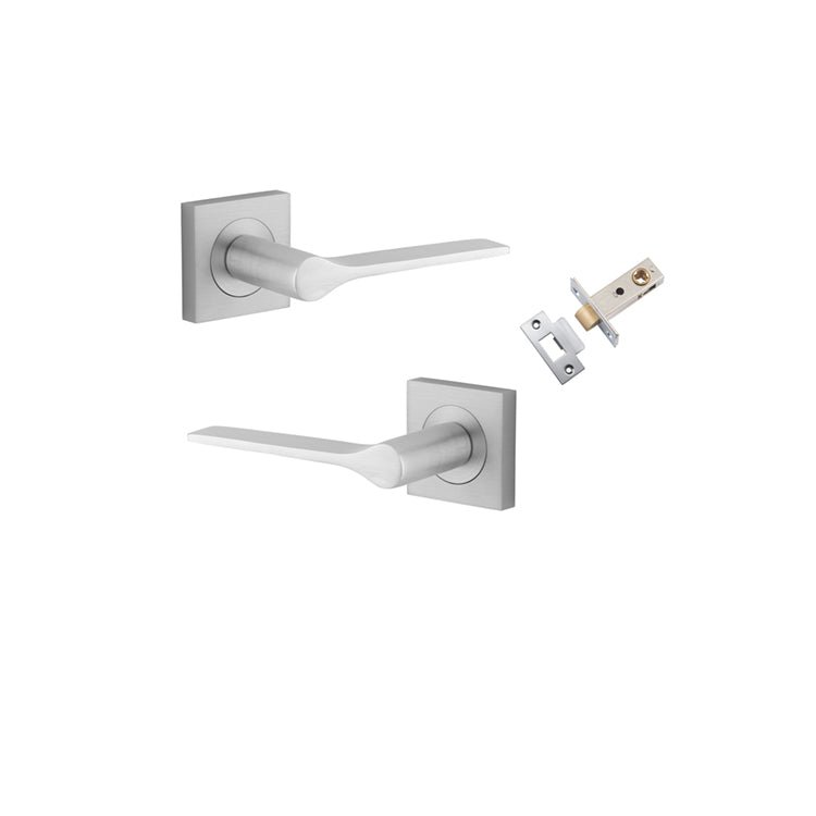 Como Lever - Square Rose - Entry Point - Iver - Brushed Chrome - Door Levers