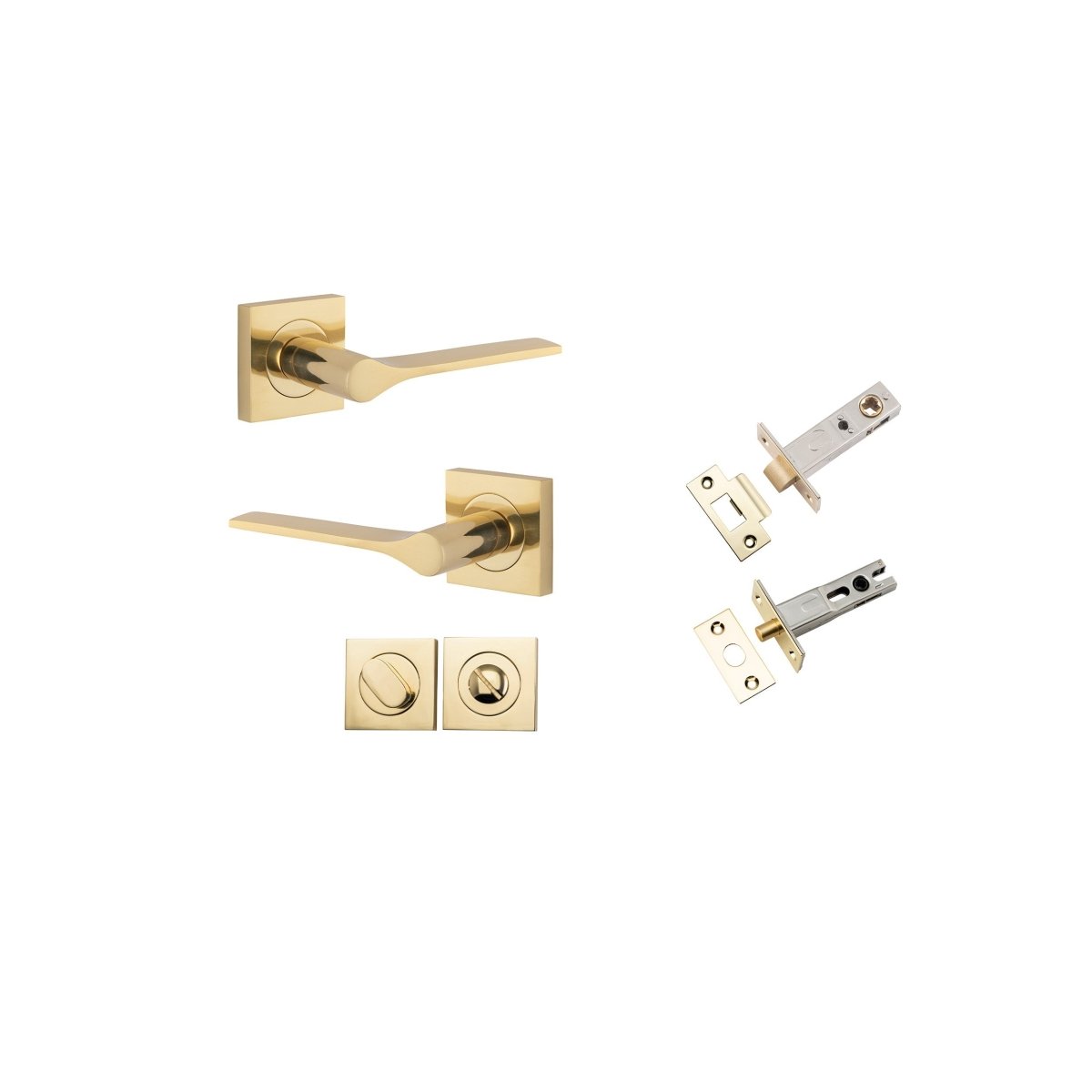 Como Lever - Square Rose - Entry Point - Iver - Polished Brass - Door Levers