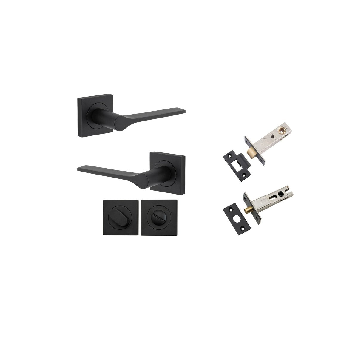 Como Lever - Square Rose - Entry Point - Iver - Matt Black - Door Levers