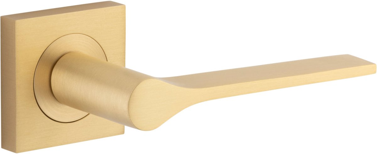 Como Lever - Square Rose - Entry Point - Iver - Brushed Brass - Door Levers