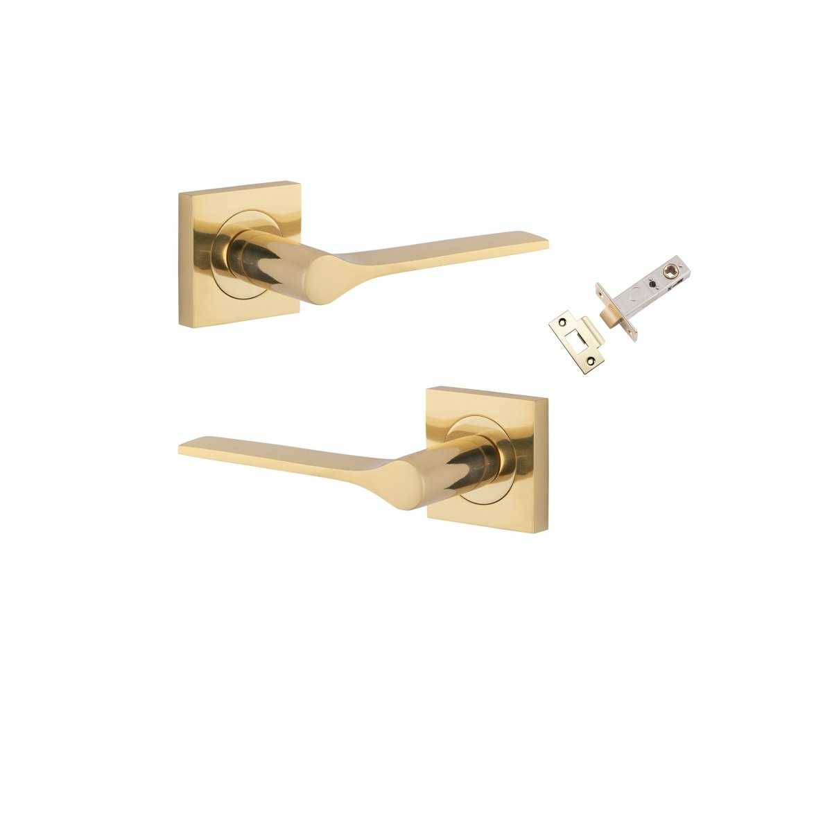 Como Lever - Square Rose - Entry Point - Iver - Polished Brass - Door Levers