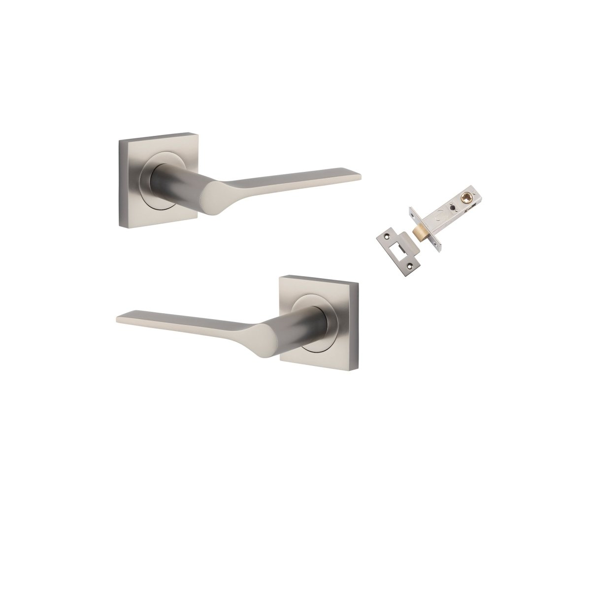 Como Lever - Square Rose - Entry Point - Iver - Satin Nickel - Door Levers