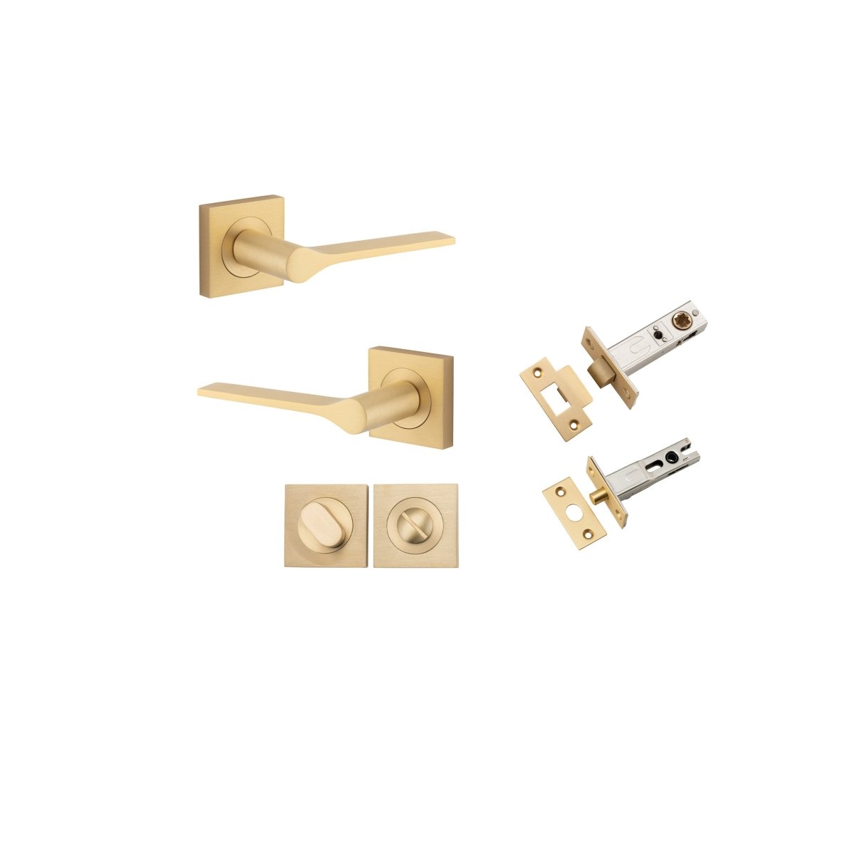 Como Lever - Square Rose - Entry Point - Iver - Brushed Brass - Door Levers