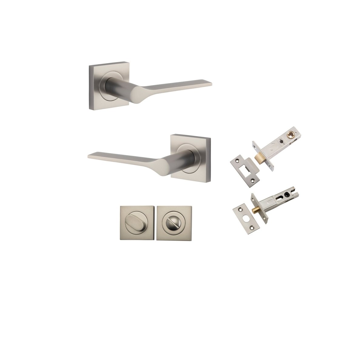 Como Lever - Square Rose - Entry Point - Iver - Satin Nickel - Door Levers