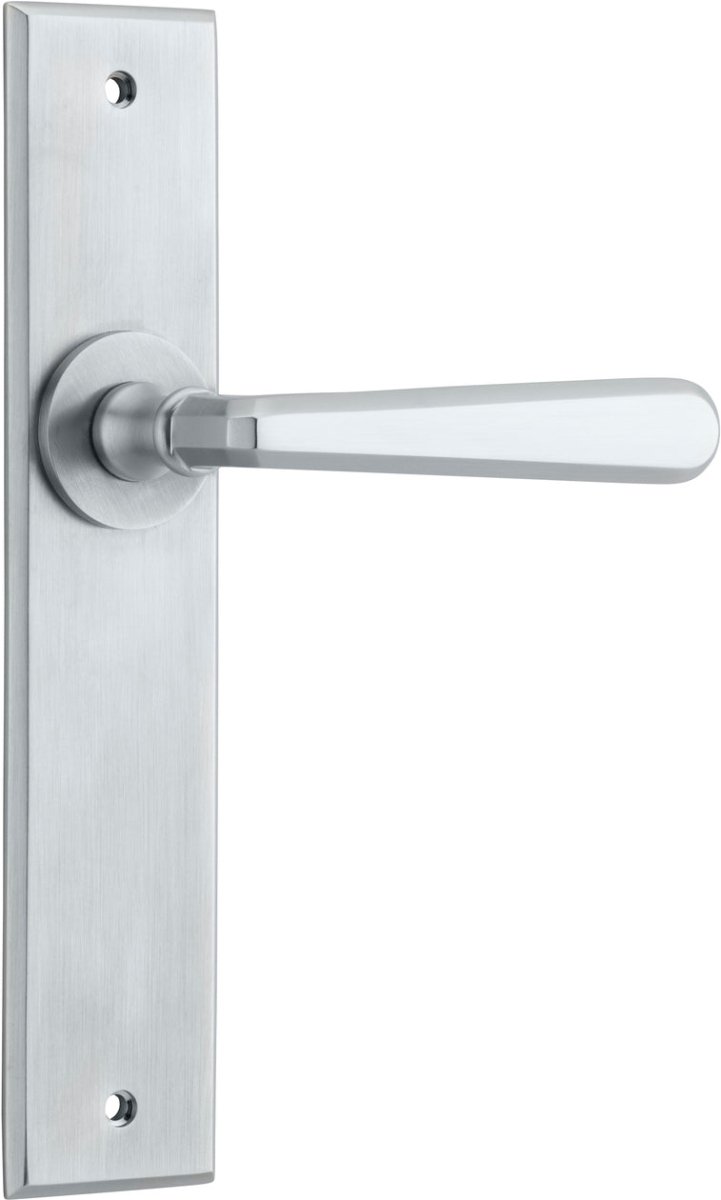 Copenhagen Lever - Chamfered Backplate - Entry Point - Iver - Brushed Chrome - Door Levers