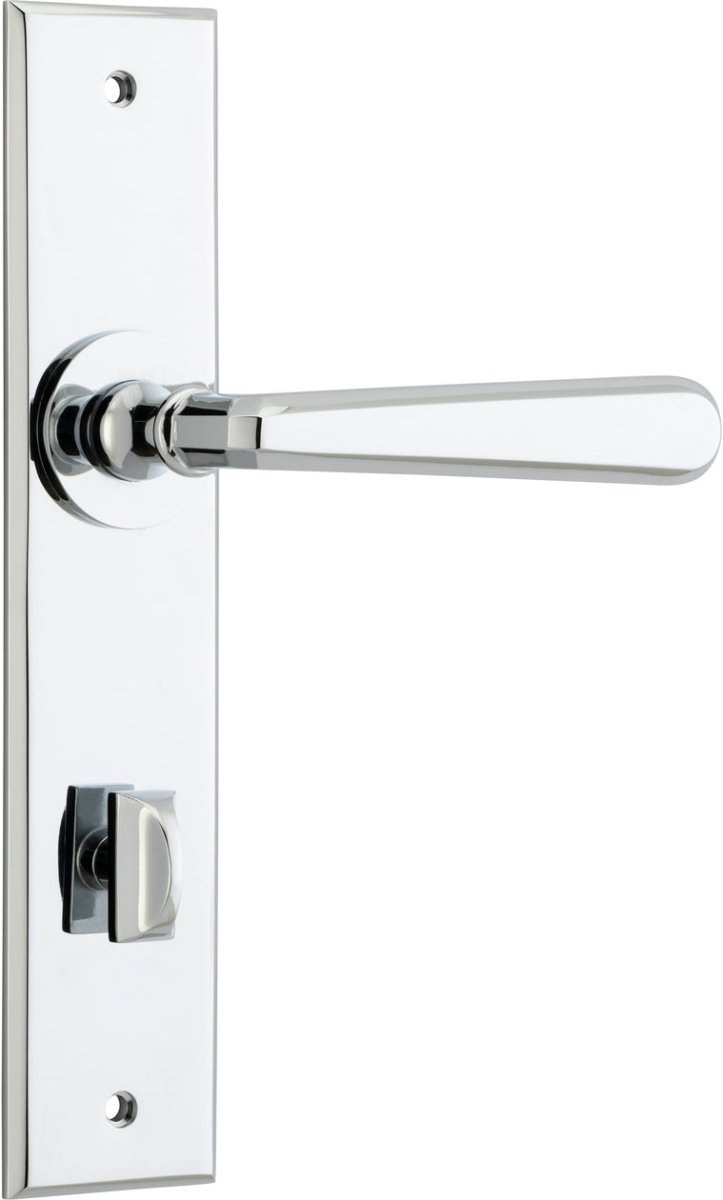 Copenhagen Lever - Chamfered Backplate - Entry Point - Iver - Polished Chrome - Door Levers