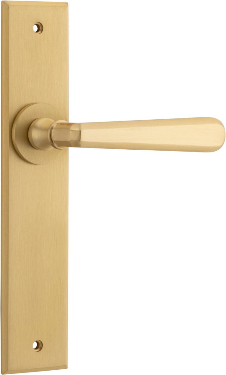 Copenhagen Lever - Chamfered Backplate - Entry Point - Iver - Brushed Brass - Door Levers