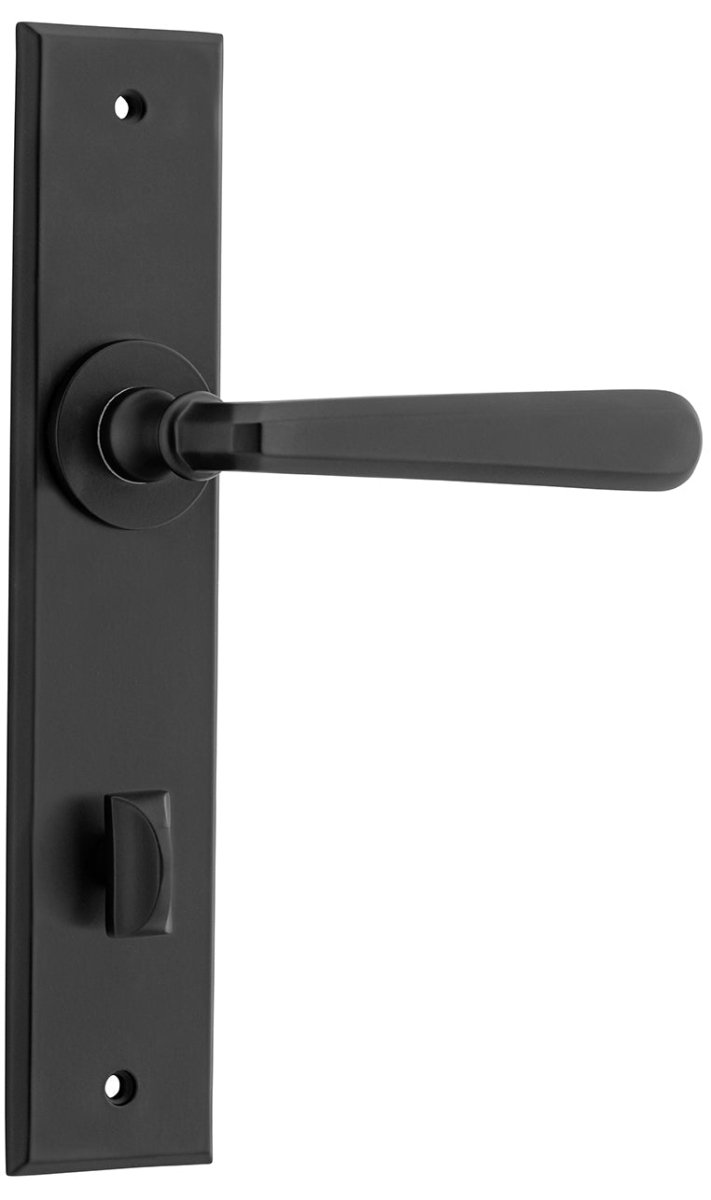 Copenhagen Lever - Chamfered Backplate - Entry Point - Iver - Matt Black - Door Levers