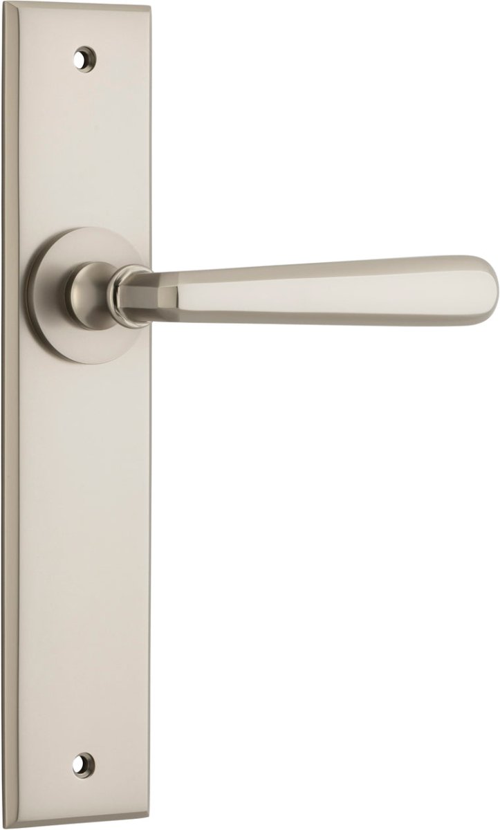 Copenhagen Lever - Chamfered Backplate - Entry Point - Iver - Satin Nickel - Door Levers