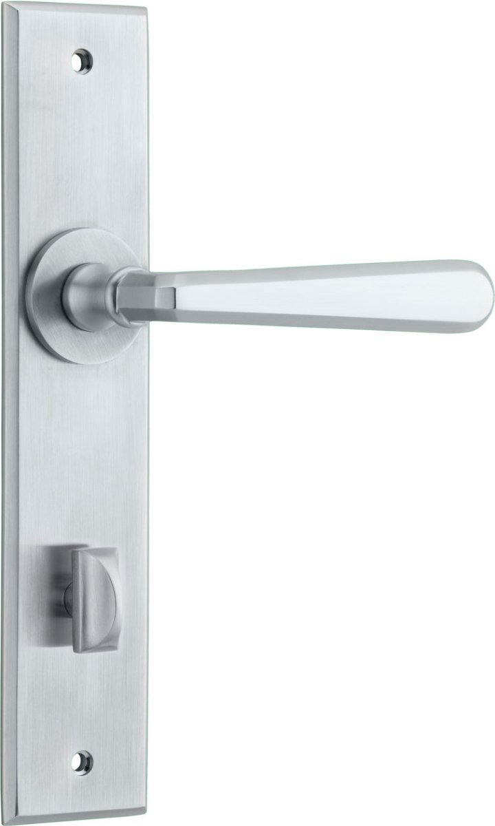 Copenhagen Lever - Chamfered Backplate - Entry Point - Iver - Brushed Chrome - Door Levers