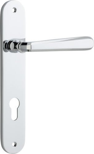 Copenhagen Lever - Oval Backplate - Entry Point - Iver - Polished Chrome - Door Levers