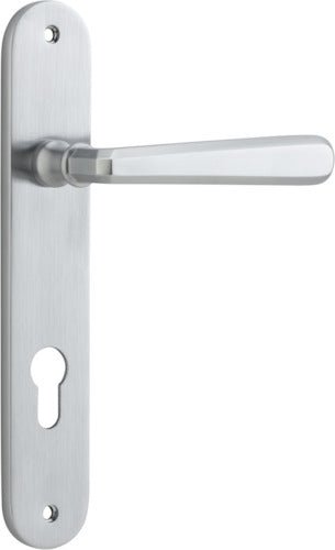 Copenhagen Lever - Oval Backplate - Entry Point - Iver - Brushed Chrome - Door Levers