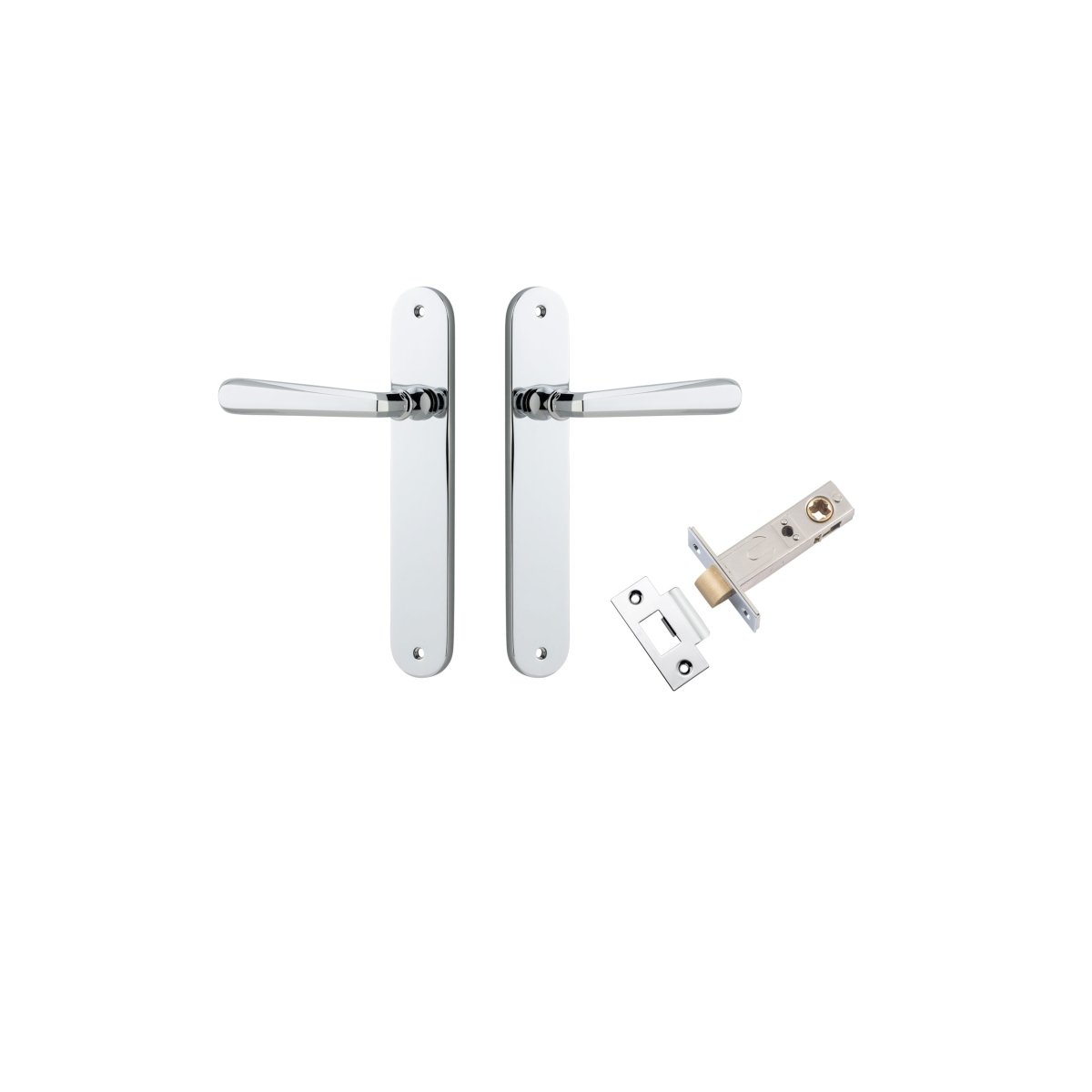 Copenhagen Lever - Oval Backplate - Entry Point - Iver - Polished Chrome - Door Levers