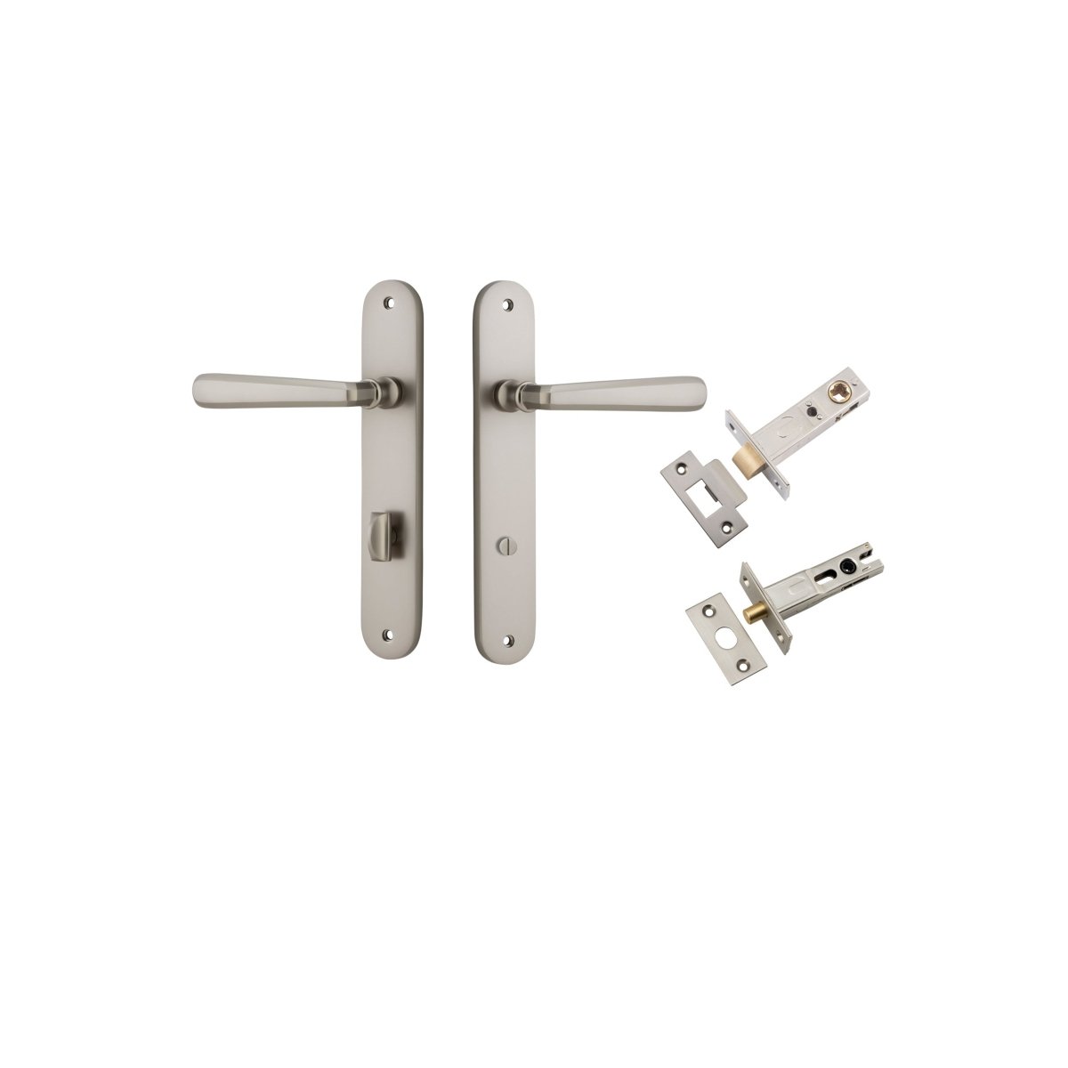 Copenhagen Lever - Oval Backplate - Entry Point - Iver - Satin Nickel - Door Levers