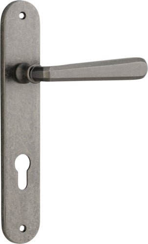 Copenhagen Lever - Oval Backplate - Entry Point - Iver - Distressed Nickel - Door Levers