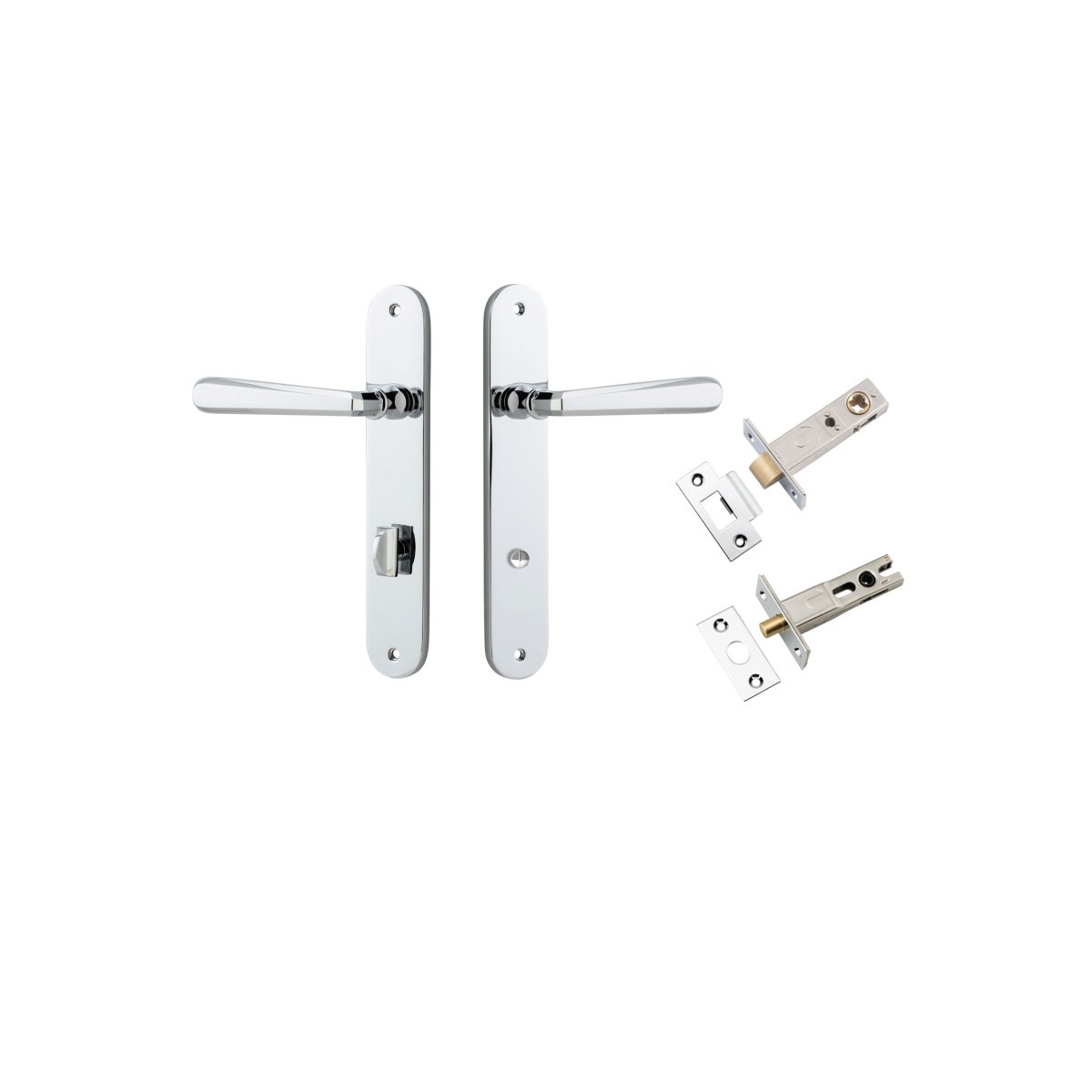 Copenhagen Lever - Oval Backplate - Entry Point - Iver - Polished Chrome - Door Levers