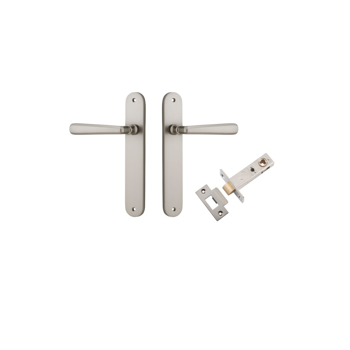 Copenhagen Lever - Oval Backplate - Entry Point - Iver - Satin Nickel - Door Levers