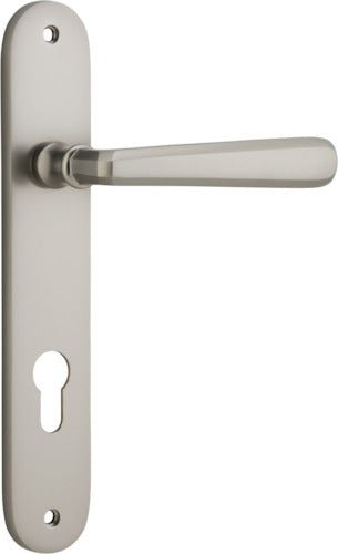 Copenhagen Lever - Oval Backplate - Entry Point - Iver - Satin Nickel - Door Levers