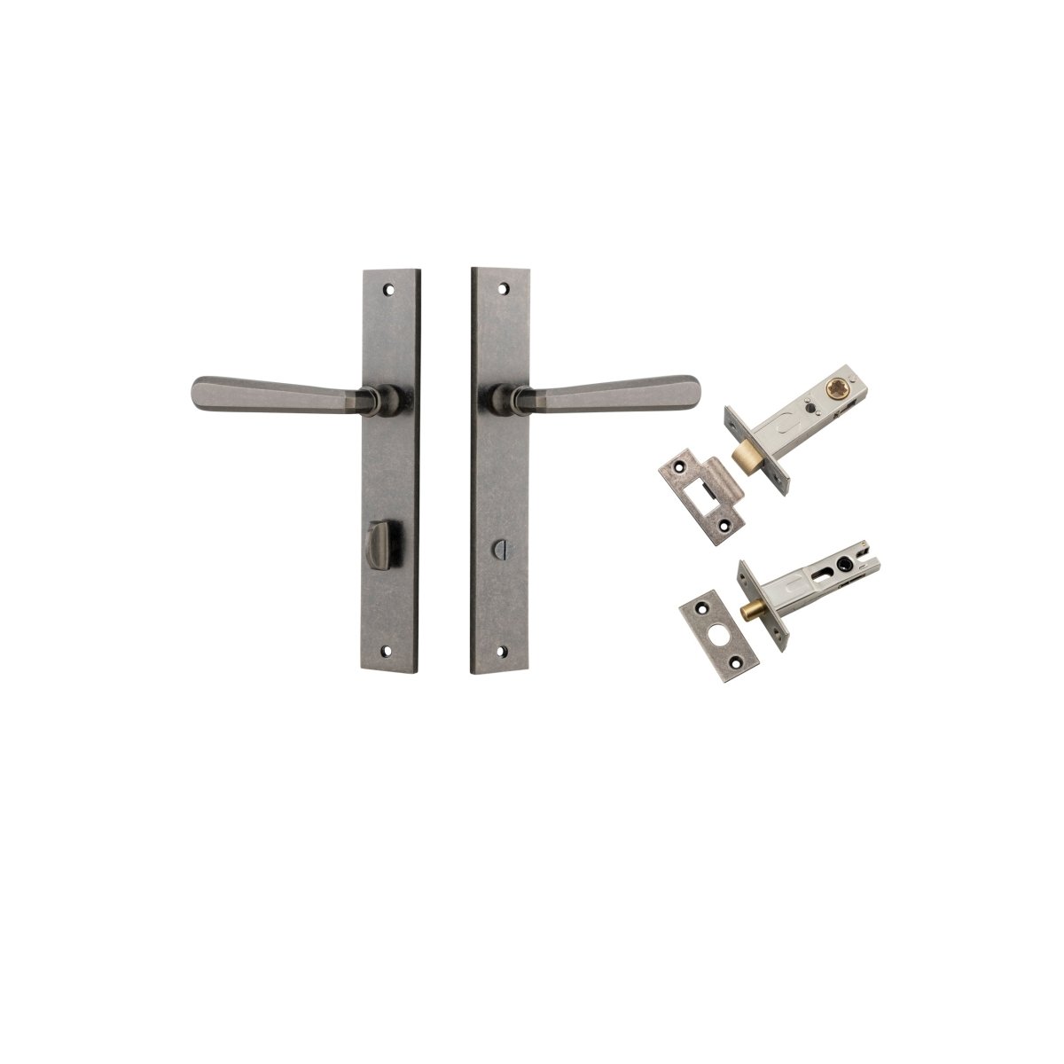 Copenhagen Lever - Rectangular Backplate - Entry Point - Iver - Distressed Nickel - Door Levers