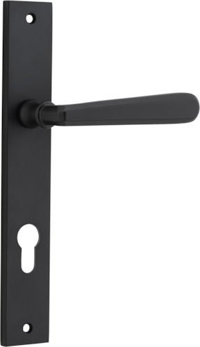 Copenhagen Lever - Rectangular Backplate - Entry Point - Iver - Matt Black - Door Levers