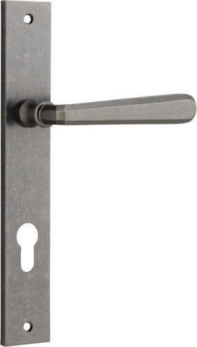 Copenhagen Lever - Rectangular Backplate - Entry Point - Iver - Distressed Nickel - Door Levers