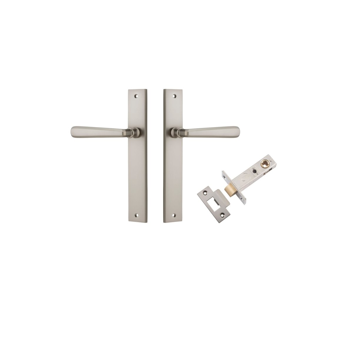 Copenhagen Lever - Rectangular Backplate - Entry Point - Iver - Satin Nickel - Door Levers