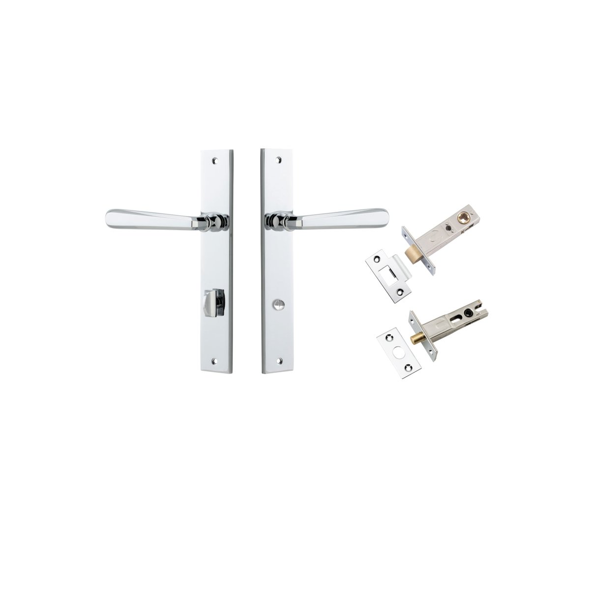 Copenhagen Lever - Rectangular Backplate - Entry Point - Iver - Polished Chrome - Door Levers