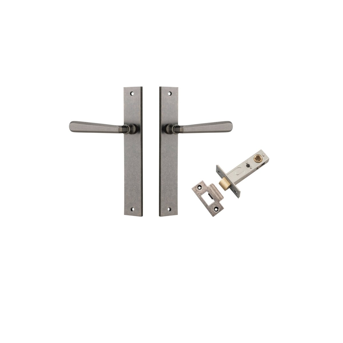 Copenhagen Lever - Rectangular Backplate - Entry Point - Iver - Distressed Nickel - Door Levers