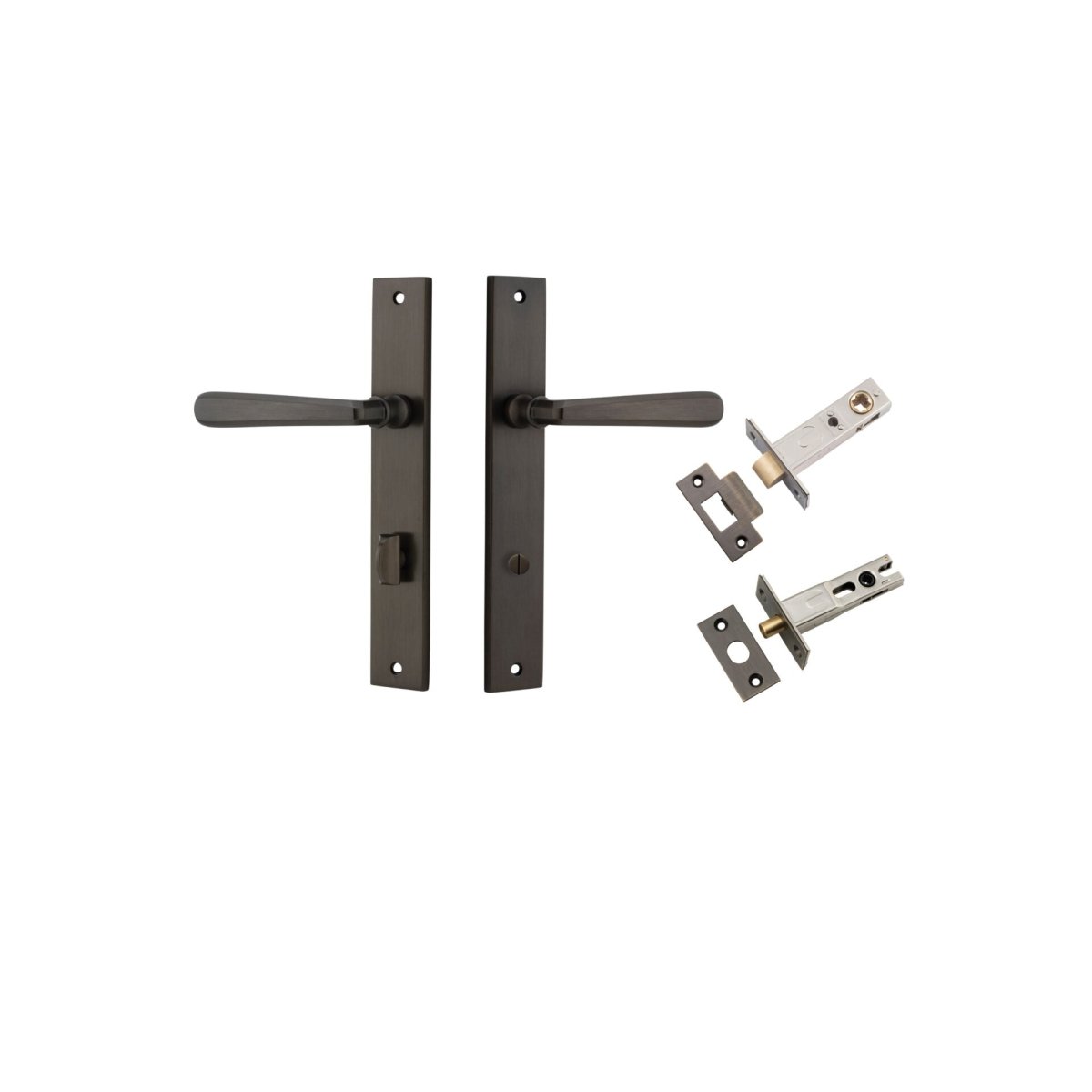 Copenhagen Lever - Rectangular Backplate - Entry Point - Iver - Signature Brass - Door Levers