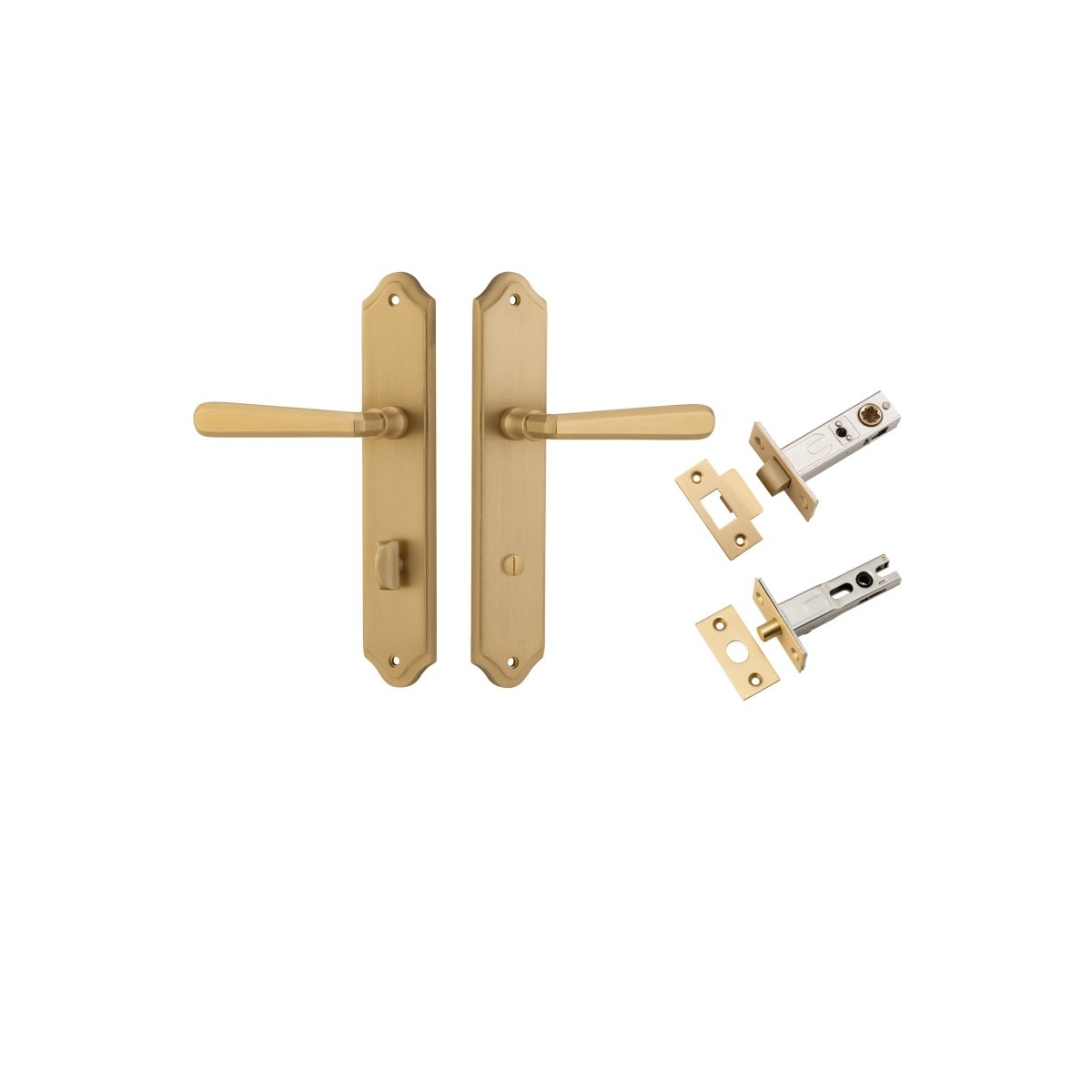 Copenhagen Lever - Shouldered Backplate - Entry Point - Iver - Brushed Brass - Door Levers