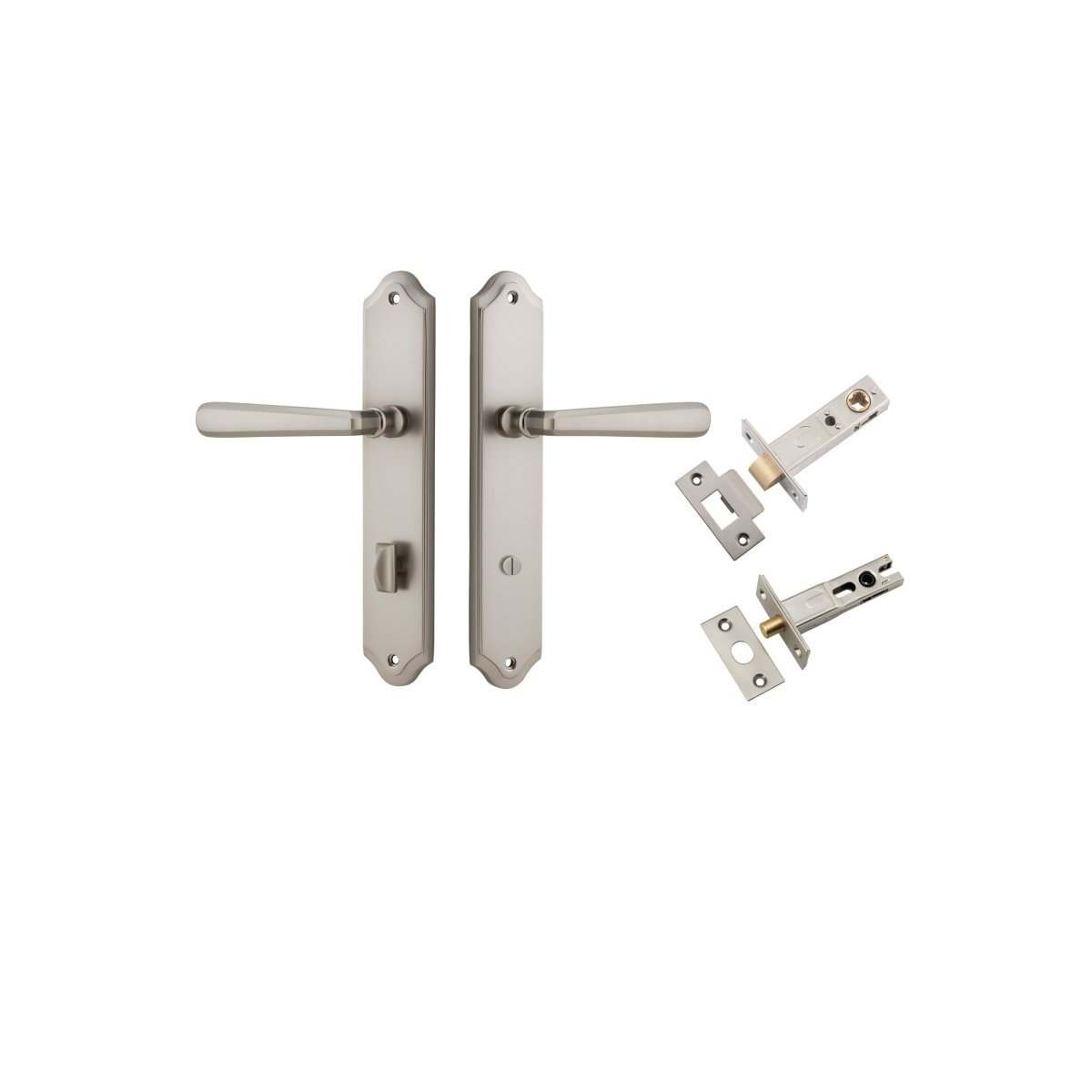 Copenhagen Lever - Shouldered Backplate - Entry Point - Iver - Satin Nickel - Door Levers