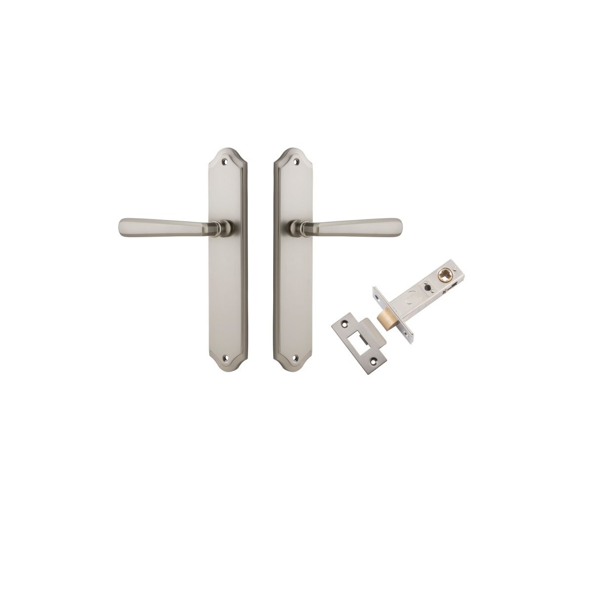 Copenhagen Lever - Shouldered Backplate - Entry Point - Iver - Satin Nickel - Door Levers