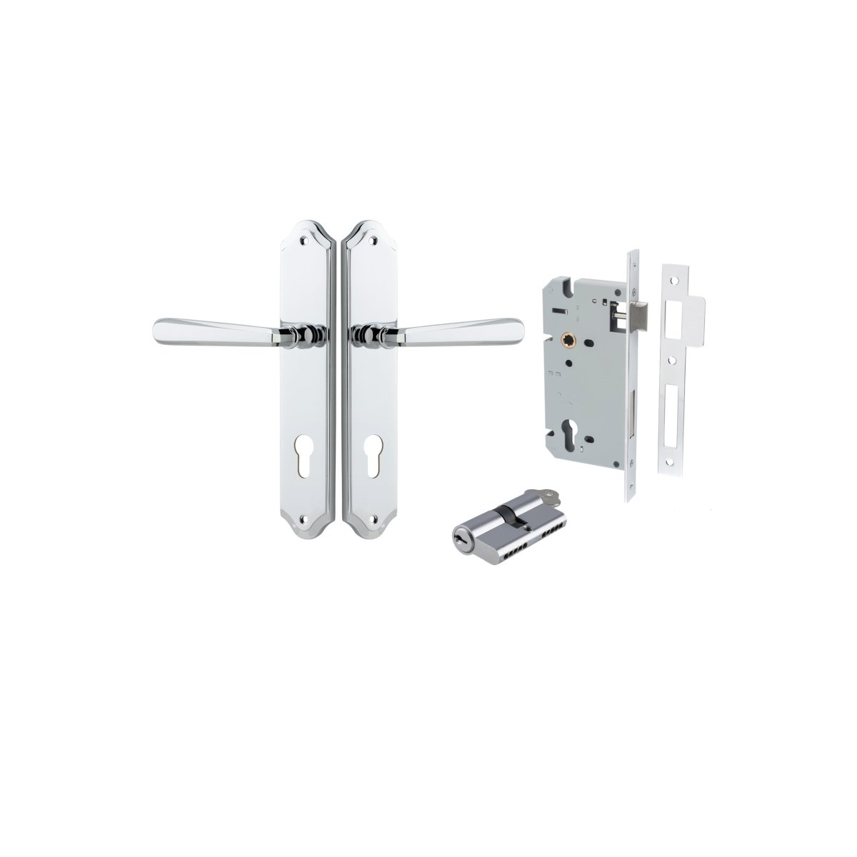 Copenhagen Lever - Shouldered Backplate - Entry Point - Iver - Polished Chrome - Door Levers