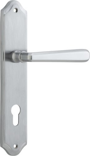 Copenhagen Lever - Shouldered Backplate - Entry Point - Iver - Brushed Chrome - Door Levers