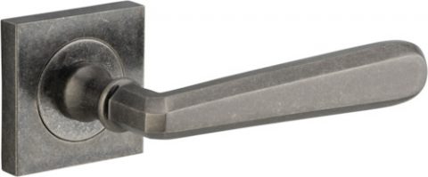 Copenhagen Lever - Square Rose - Entry Point - Iver - Distressed Nickel - Door Levers