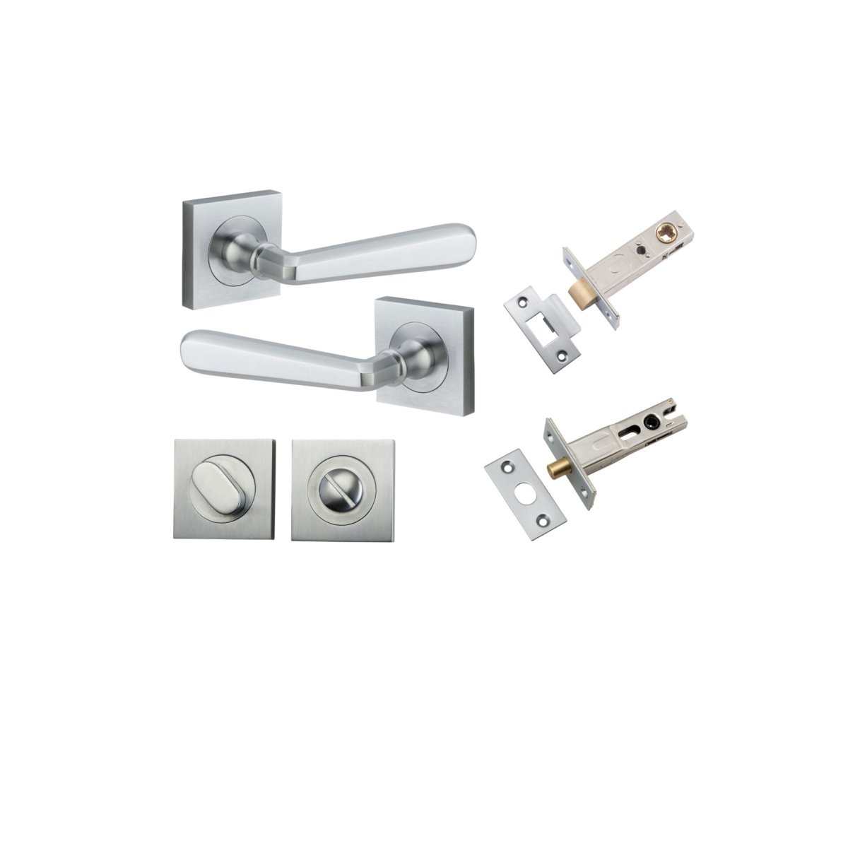 Copenhagen Lever - Square Rose - Entry Point - Iver - Brushed Chrome - Door Levers