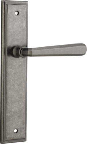 Copenhagen Lever - Stepped Backplate - Entry Point - Iver - Distressed Nickel - Door Levers