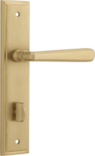 Copenhagen Lever - Stepped Backplate - Entry Point - Iver - Brushed Brass - Door Levers