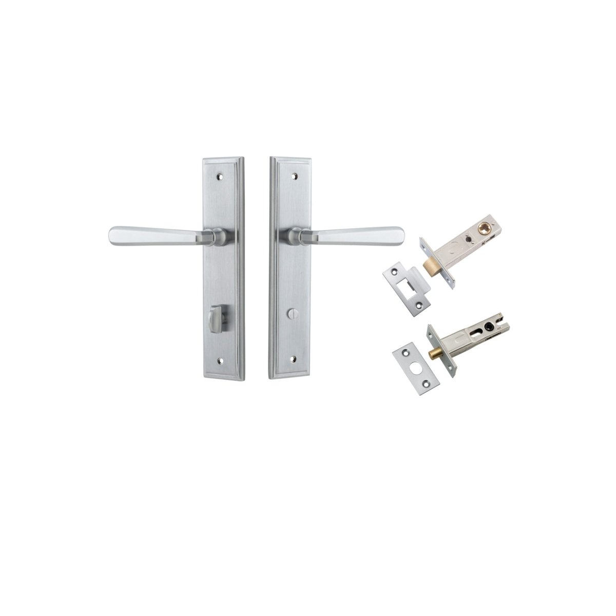 Copenhagen Lever - Stepped Backplate - Entry Point - Iver - Brushed Chrome - Door Levers