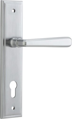 Copenhagen Lever - Stepped Backplate - Entry Point - Iver - Brushed Chrome - Door Levers