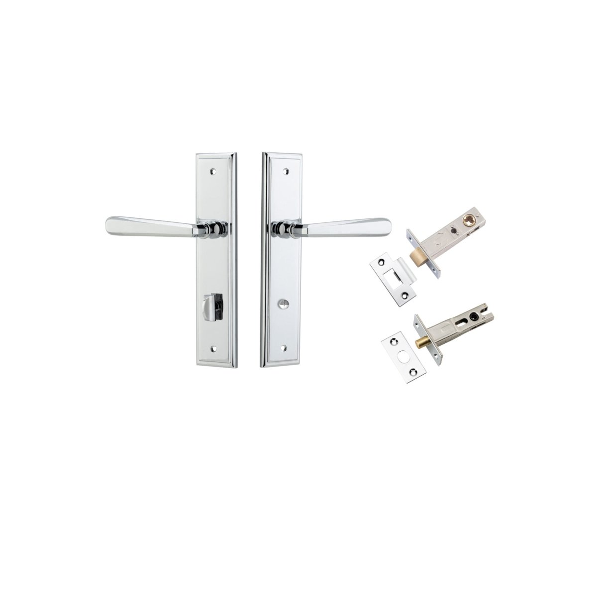 Copenhagen Lever - Stepped Backplate - Entry Point - Iver - Polished Chrome - Door Levers