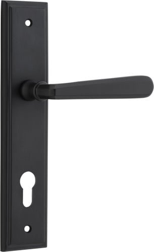 Copenhagen Lever - Stepped Backplate - Entry Point - Iver - Matt Black - Door Levers