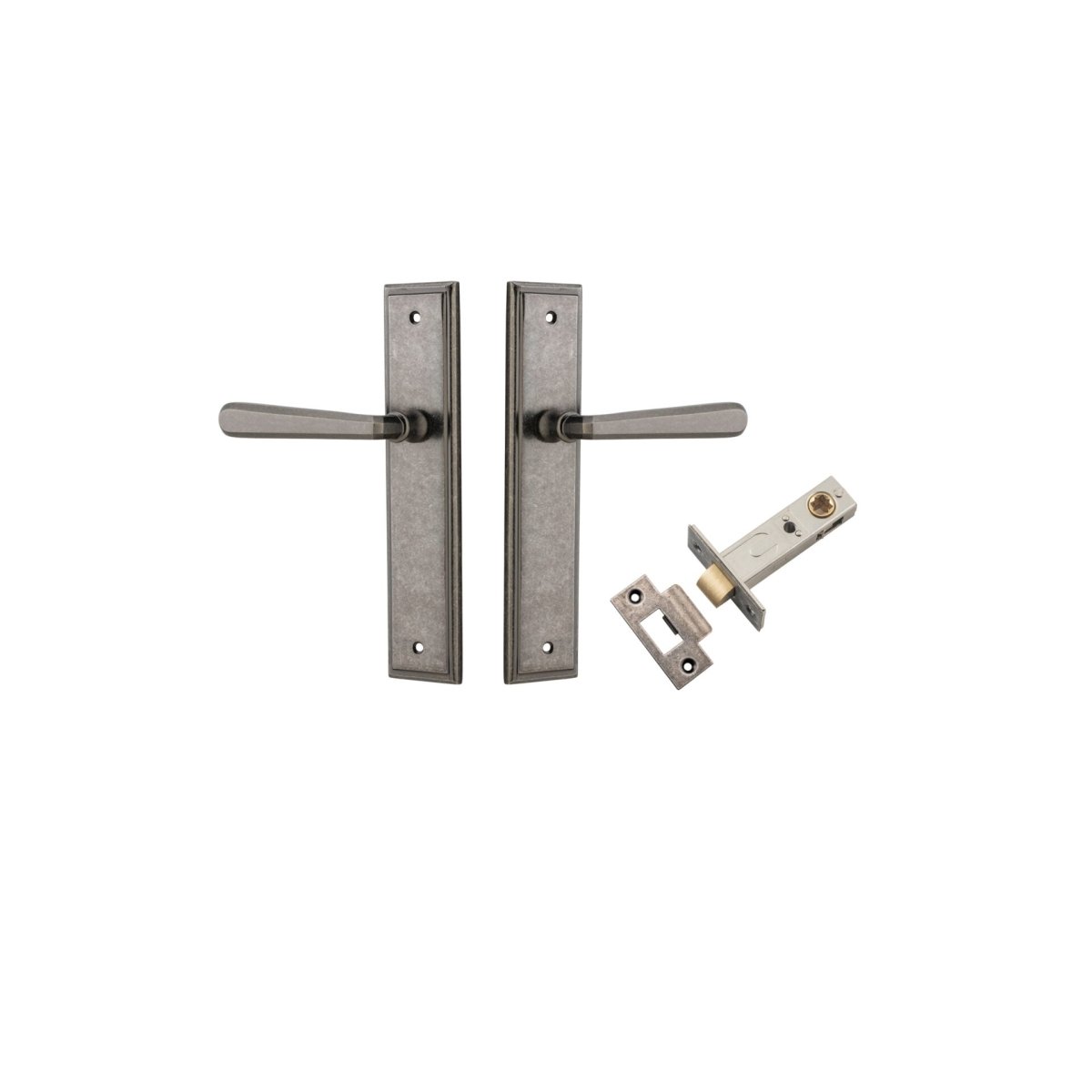 Copenhagen Lever - Stepped Backplate - Entry Point - Iver - Distressed Nickel - Door Levers